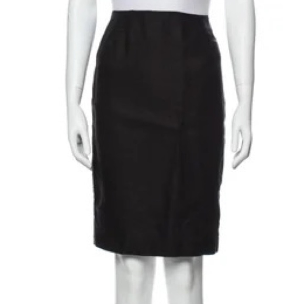 Lafayette‎ 148 black blend pencil Skirt knee length workwear solid